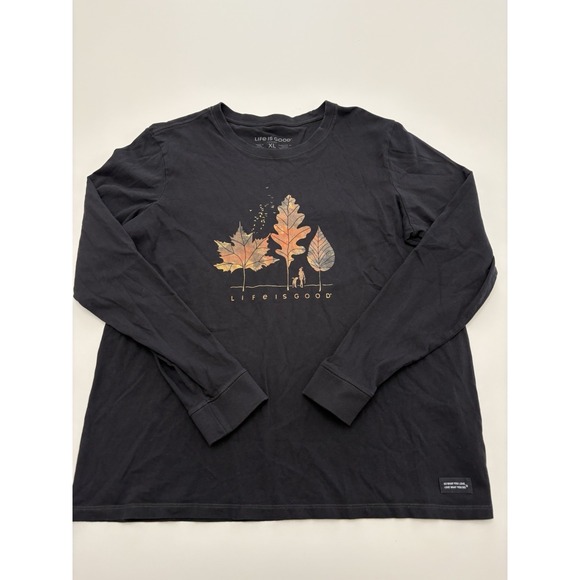 Women's Life Is Good Fall Lead Vibes Long Sleeve Black Shirt SZ XL - Picture 1 of 4